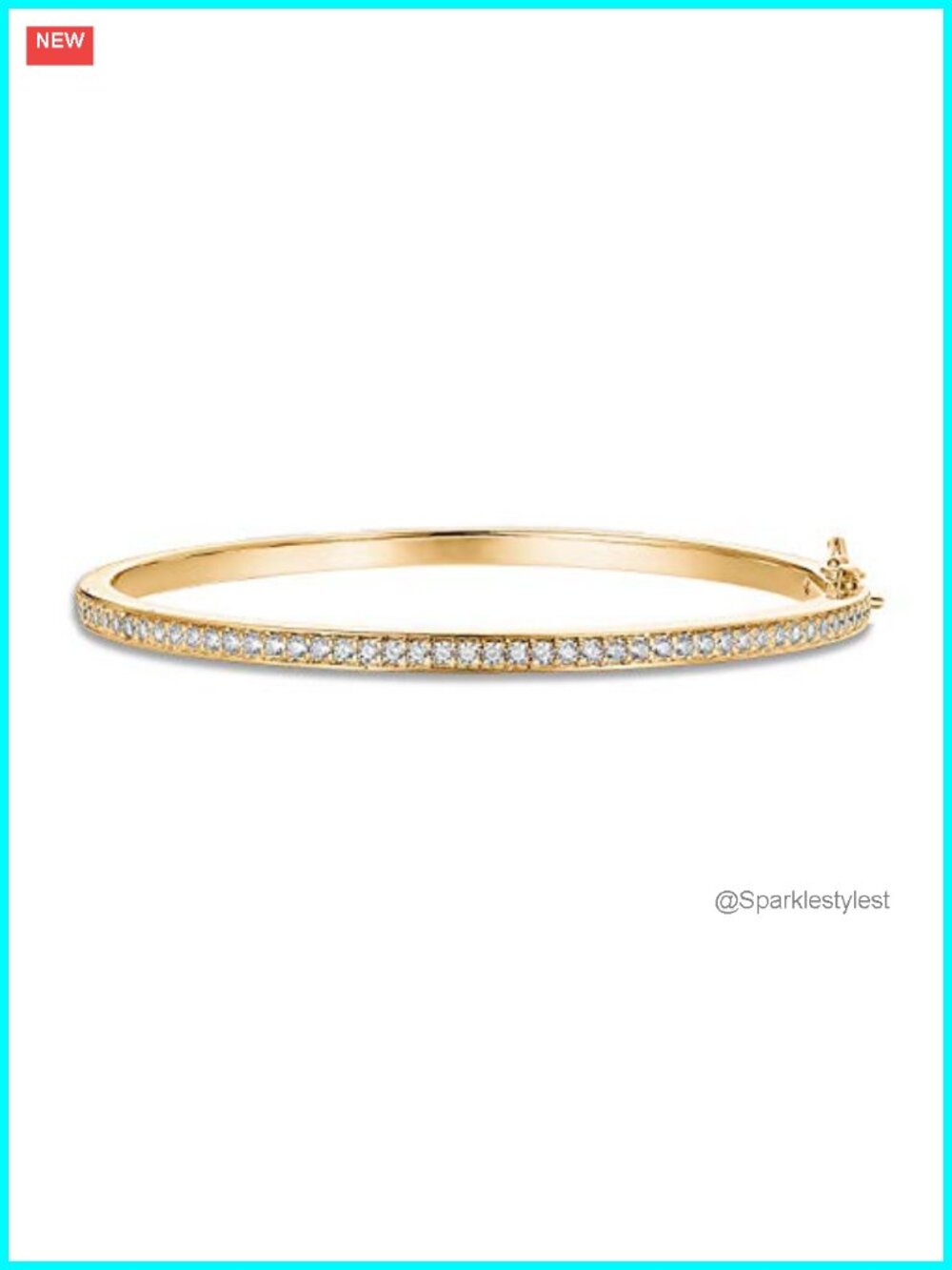 14K Gold Plated Cubic Zirconia Bangle Tennis Bracelet 7.5 Inch Gift for Her